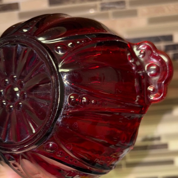 Anchor Hocking Vintage Oyster & Pearl Royal Ruby Handled Bowl - Picture 8 of 8